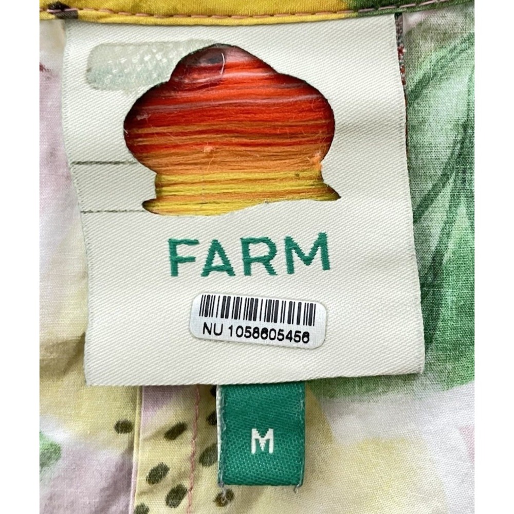 Farm Rio Fresh Lemons Puff Sleeve Shirt Top Button Front Medium - Picture 4 of 5